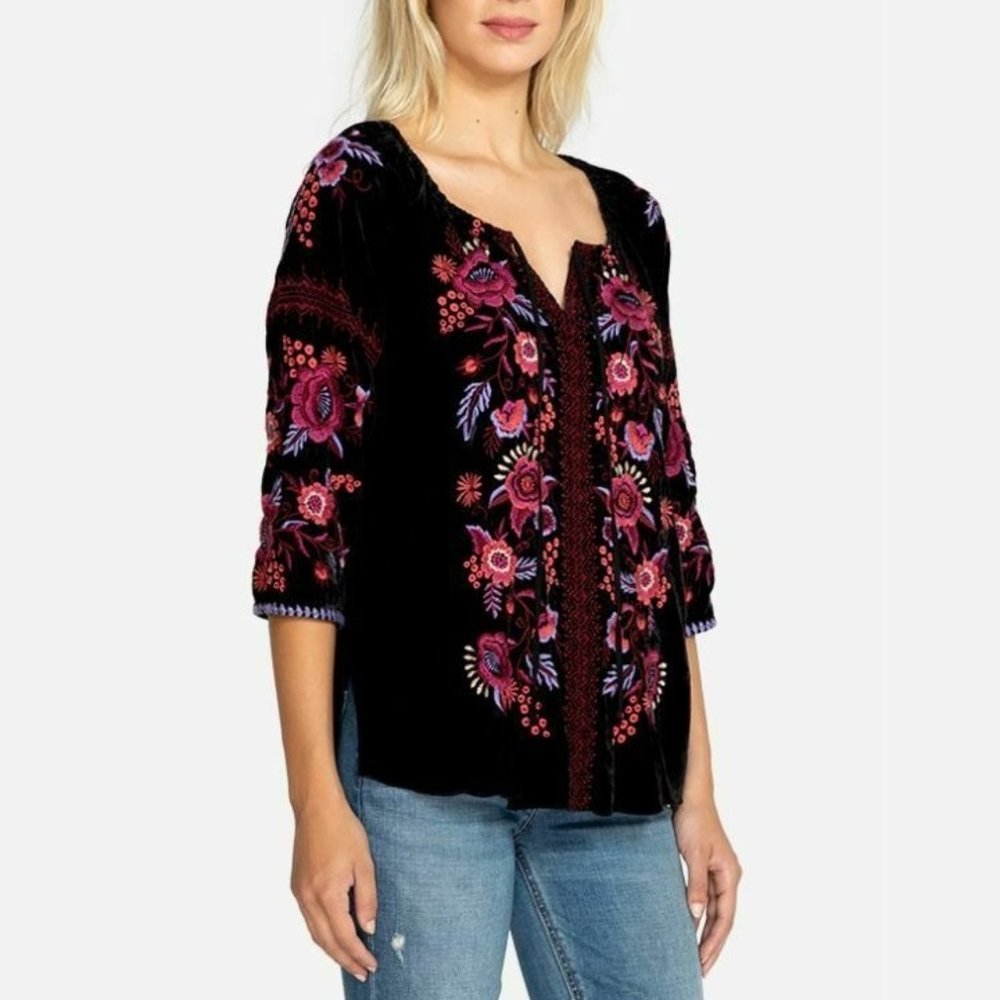 *SOLD* Johnny Was Marcella Velvet Blouse NWOT • Small - Picture 2 of 5